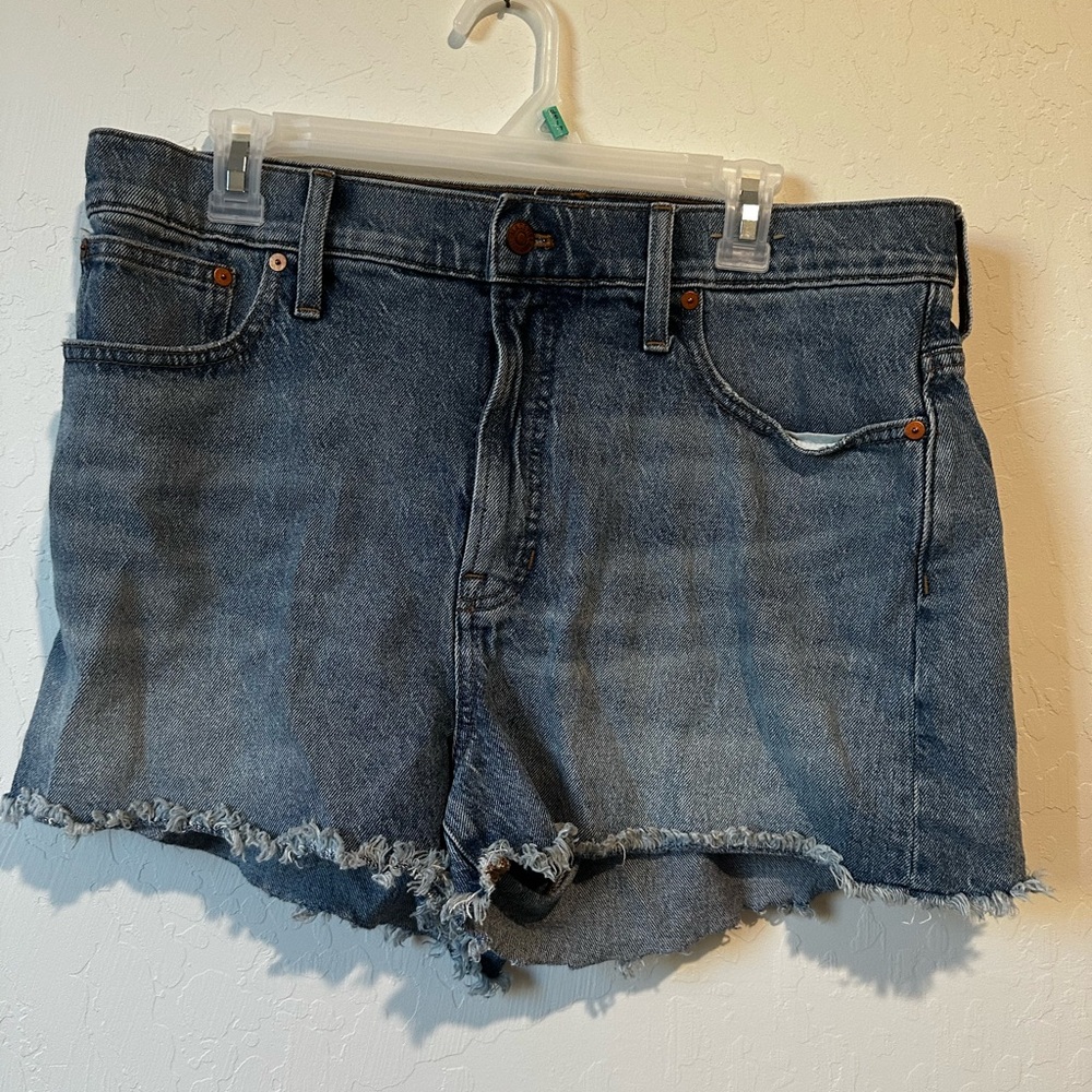 Madewell Blue Jean Shorts with Frayed Hem